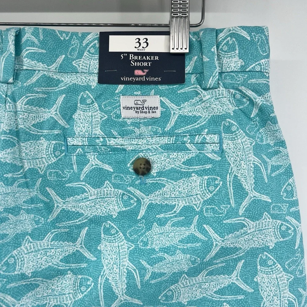 Vineyard Vines Breaker Shorts Tuna Dot Tagged 33 Measure 35 5" Inseam Stretch - Picture 3 of 4